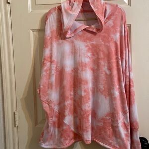 NWOT available for sale Zelos pullover hoodie pink and white.